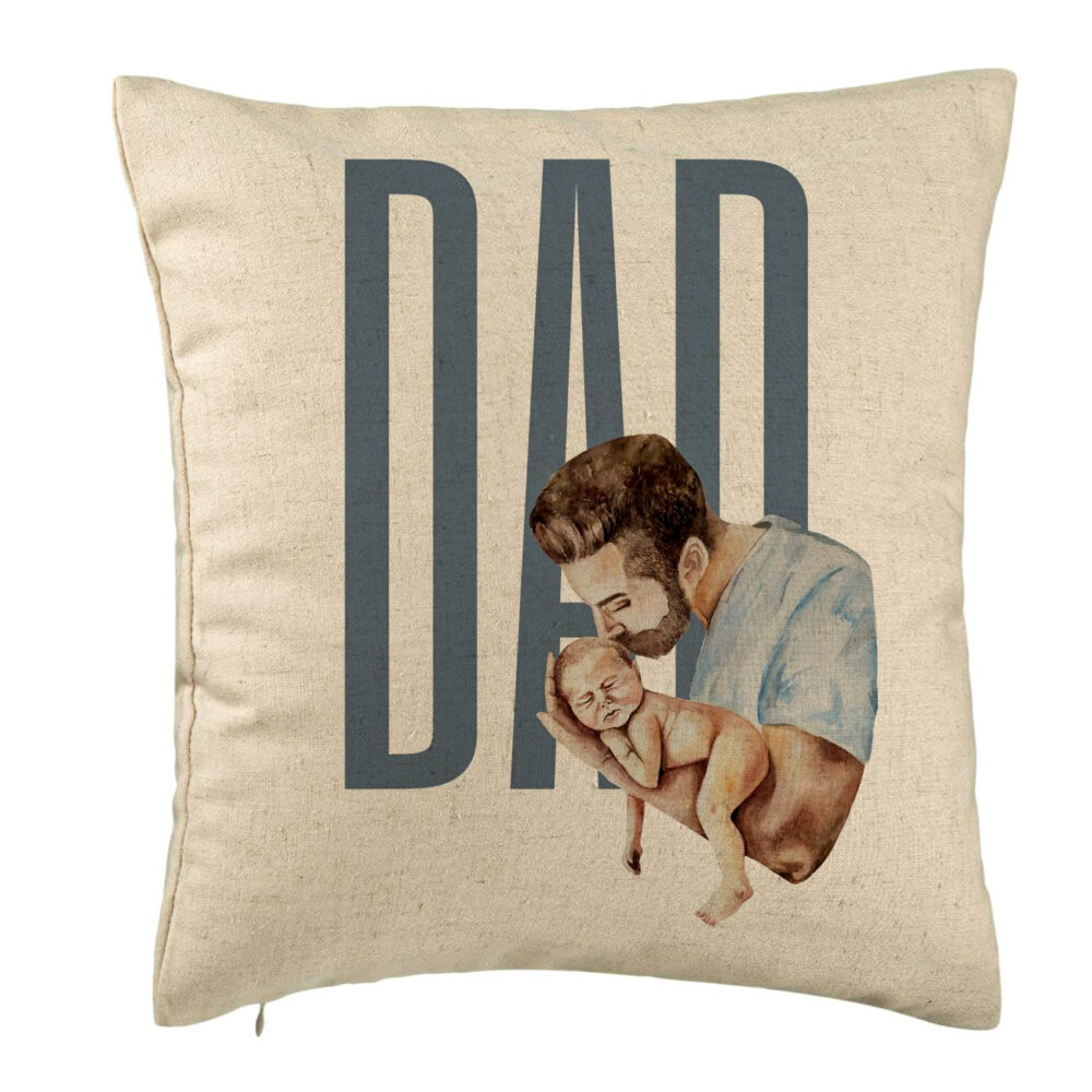 Perna Decorativa, Model Dad's Love, 40x40 cm, Bej, Husa Detasabila, Burduf 5 Perna Decorativa