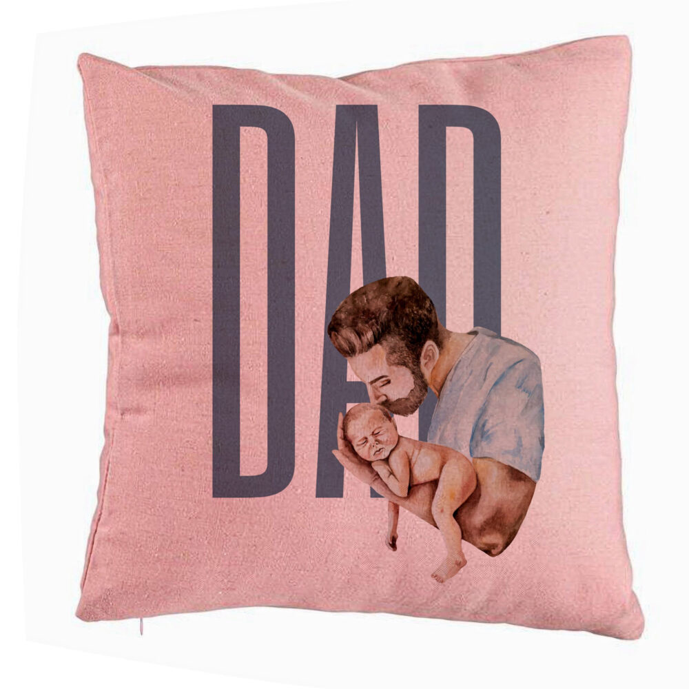 Perna Decorativa, Model Dad's Love, 40x40 cm, Roz, Husa Detasabila, Burduf 5 Perna Decorativa