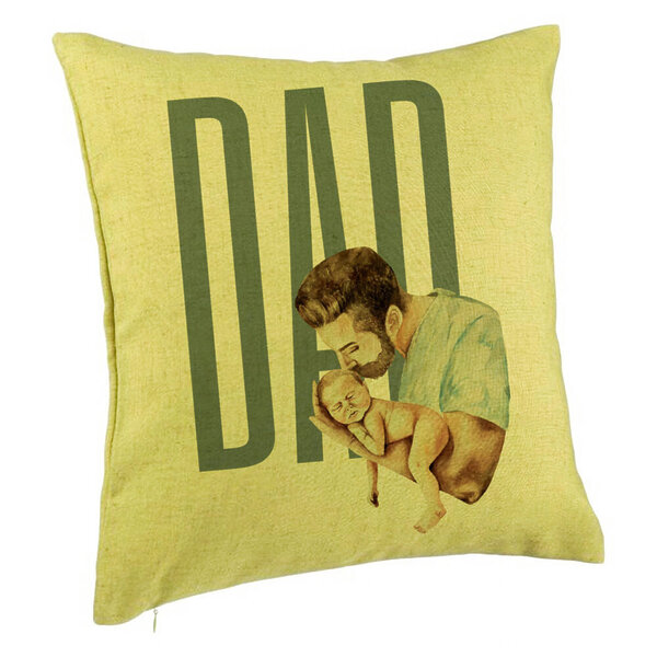 Perna Decorativa, Model Dad's Love, 40x40 cm, Verde, Husa Detasabila, Burduf 5 Perna Decorativa