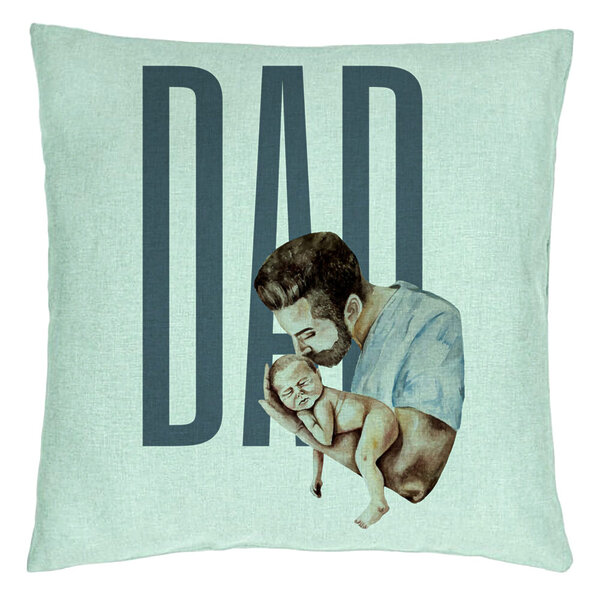 Perna Decorativa, Model Dad's Love, 40x40 cm, Verde Menta, Husa Detasabila, Burduf 15 Perna Decorativa