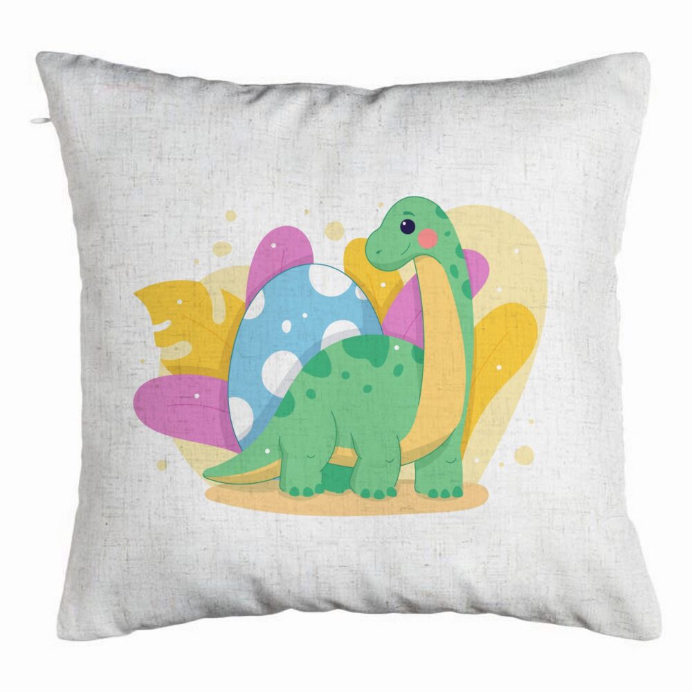 Perna Decorativa, Model Dinozaur Galben Verde, 40x40 cm, Alb Murdar, Husa Detasabila, Burduf 5 Perna Decorativa
