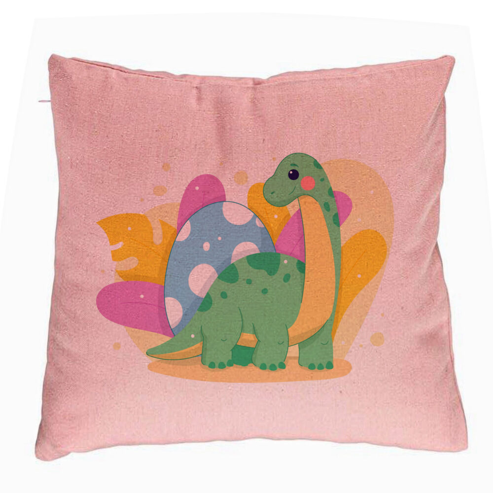 Perna Decorativa, Model Dinozaur Roz Verde, 40x40 cm, Roz, Husa Detasabila, Burduf 5 Perna Decorativa