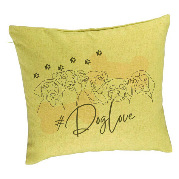Perna Decorativa, Model Dog Love, 40x40 cm, Verde, Husa Detasabila, Burduf 5 Perna Decorativa