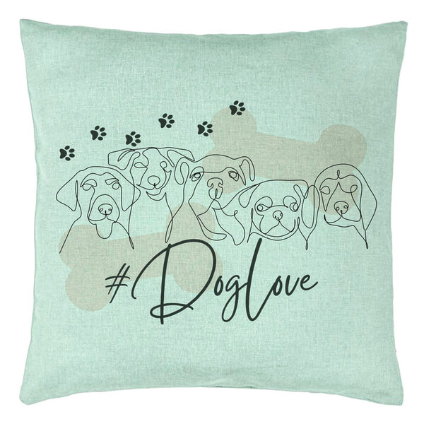Perna Decorativa, Model Dog Love, 40x40 cm, Verde Menta, Husa Detasabila, Burduf 15 Perna Decorativa