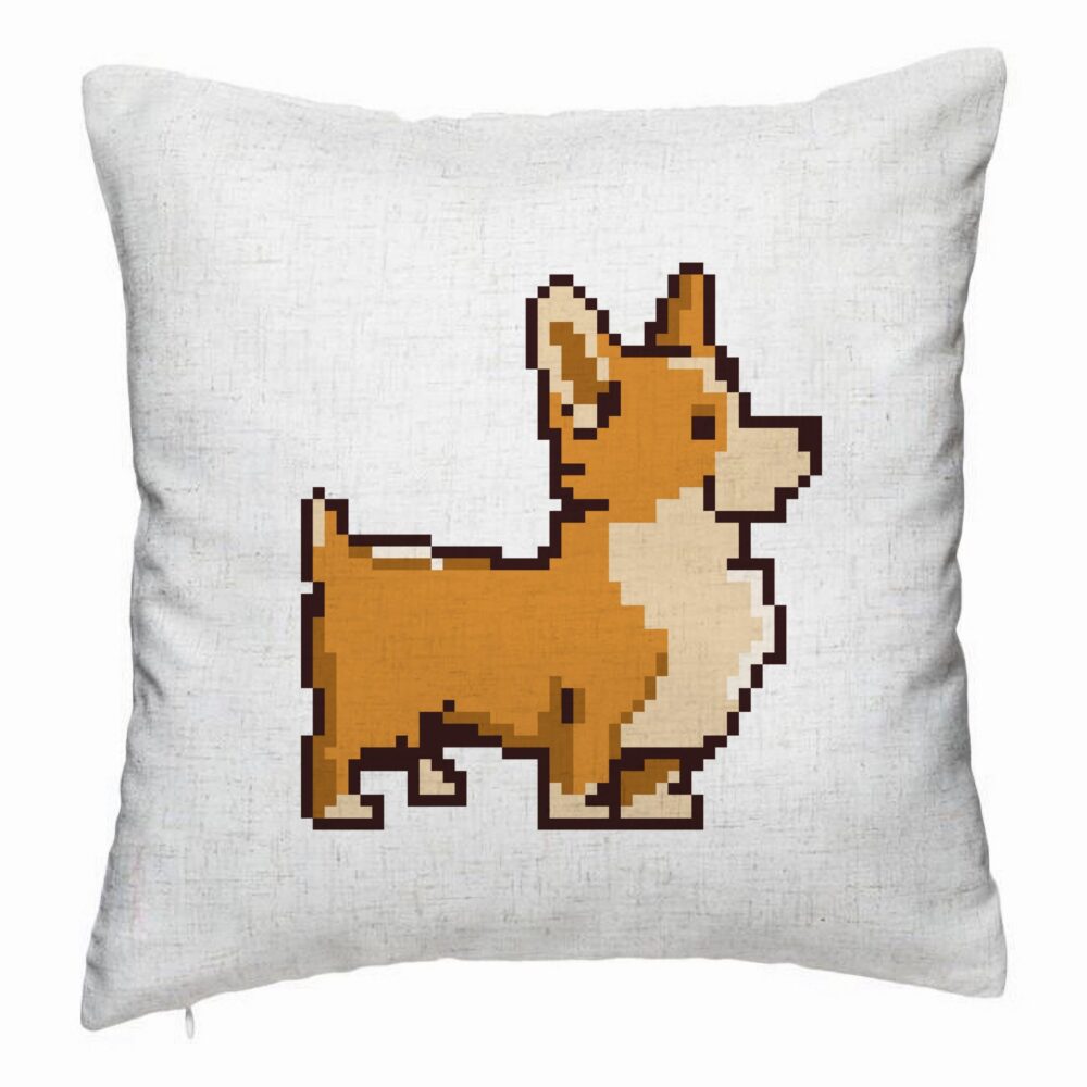 Perna Decorativa, Model Doggie, 40x40 cm, Alb Murdar, Husa Detasabila, Burduf 5 Perna Decorativa