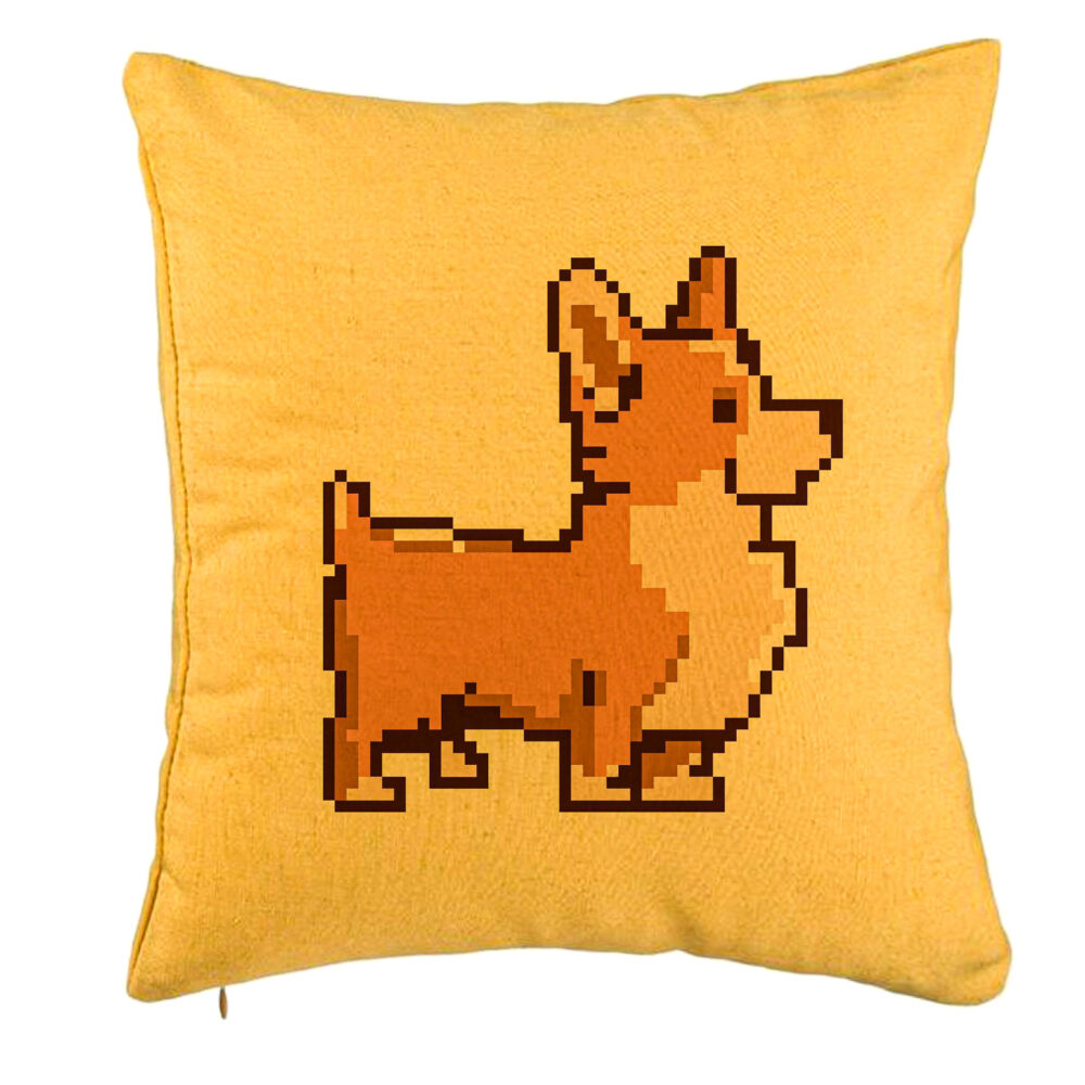 Perna Decorativa, Model Doggie, 40x40 cm, Galben, Husa Detasabila, Burduf 5 Perna Decorativa