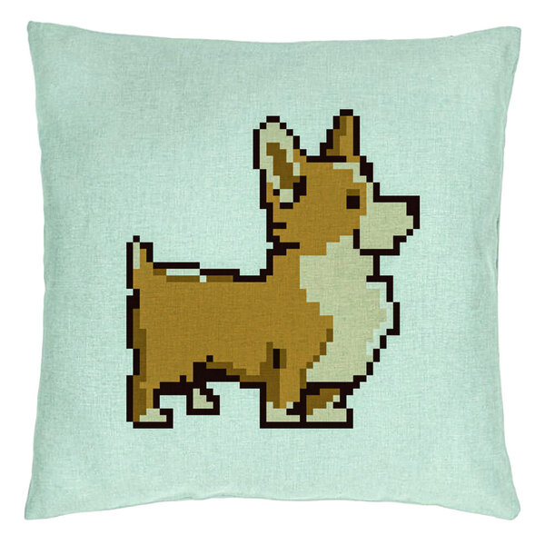 Perna Decorativa, Model Doggie, 40x40 cm, Verde Menta, Husa Detasabila, Burduf 15 Perna Decorativa