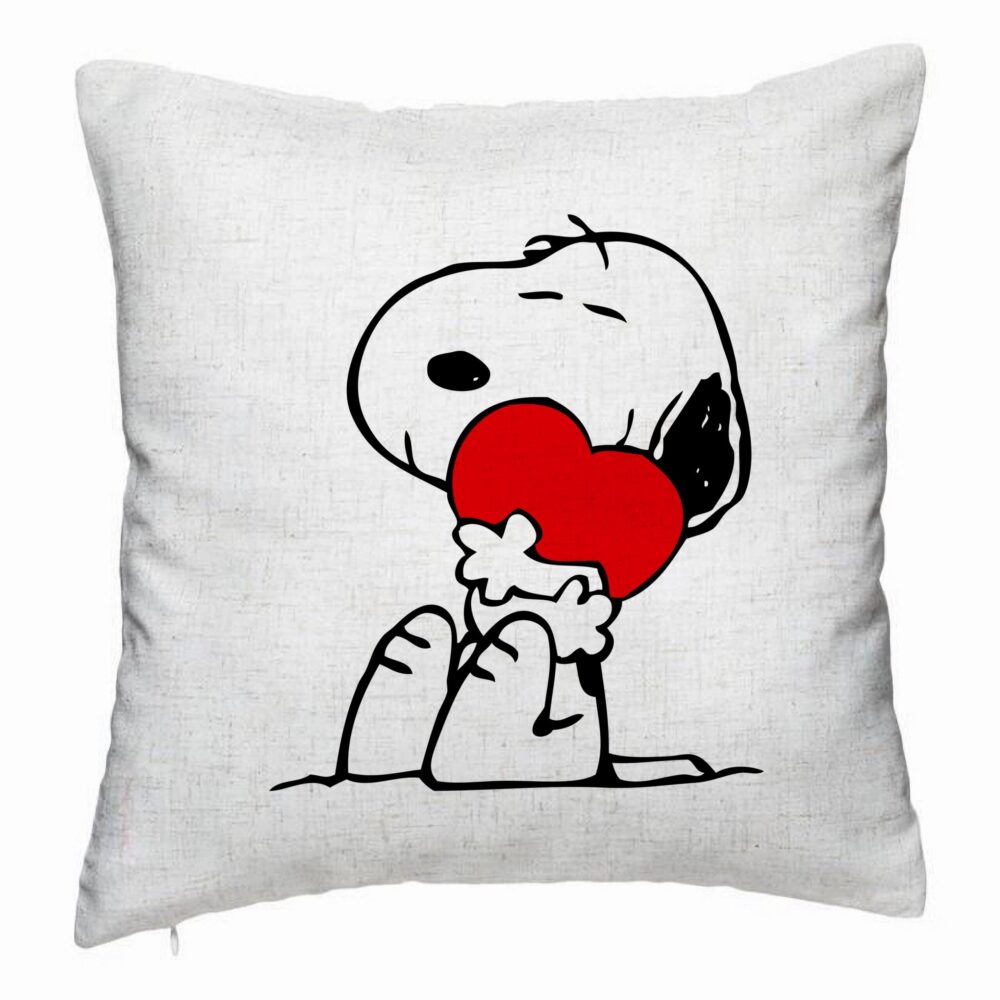 Perna Decorativa, Model Doggo Love, 40x40 cm, Alb Murdar, Husa Detasabila, Burduf 5 Perna Decorativa