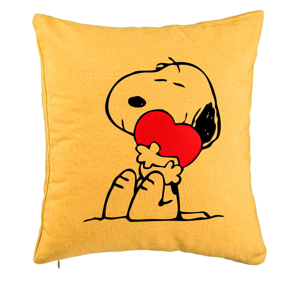 Perna Decorativa, Model Doggo Love, 40x40 cm, Galben, Husa Detasabila, Burduf 5 Perna Decorativa