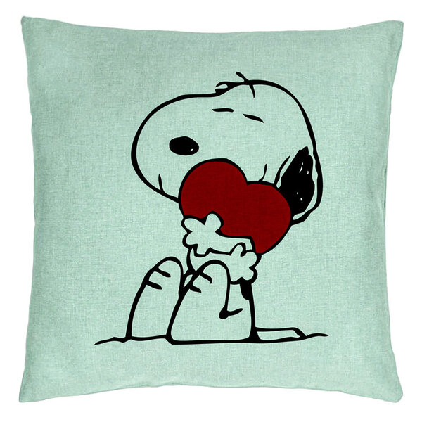 Perna Decorativa, Model Doggo Love, 40x40 cm, Verde Menta, Husa Detasabila, Burduf 15 Perna Decorativa