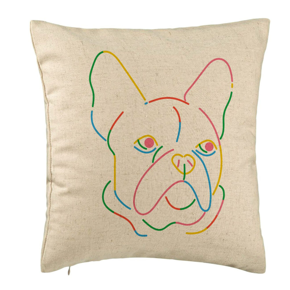 Perna Decorativa, Model Doggo MultiColor, 40x40 cm, Bej, Husa Detasabila, Burduf 5 Perna Decorativa