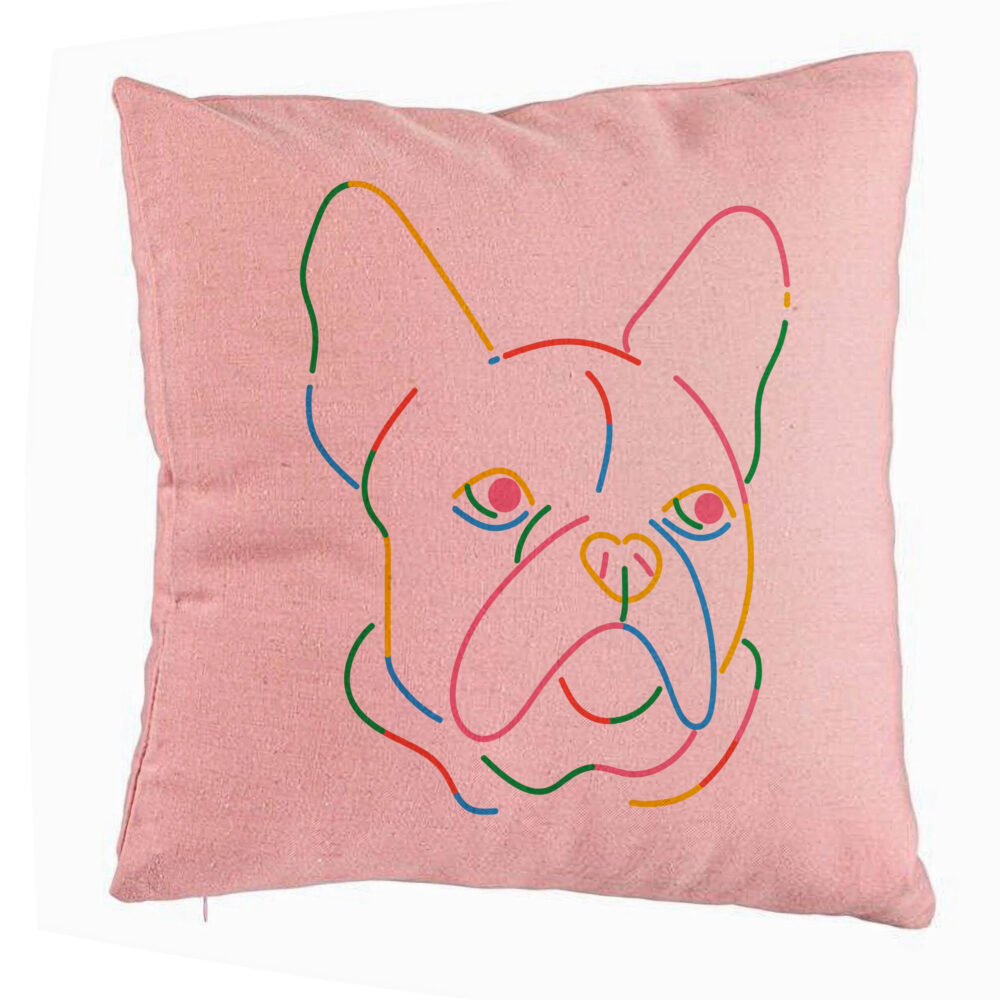 Perna Decorativa, Model Doggo MultiColor, 40x40 cm, Roz, Husa Detasabila, Burduf 5 Perna Decorativa
