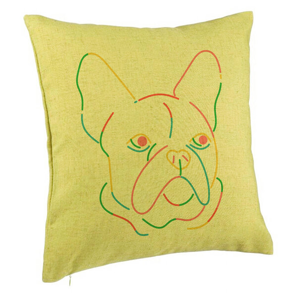 Perna Decorativa, Model Doggo MultiColor, 40x40 cm, Verde, Husa Detasabila, Burduf 5 Perna Decorativa