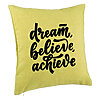 Perna Decorativa, Model Dream Believe Achieve, 40x40 cm, Verde, Husa Detasabila, Burduf 7 Perna Decorativa