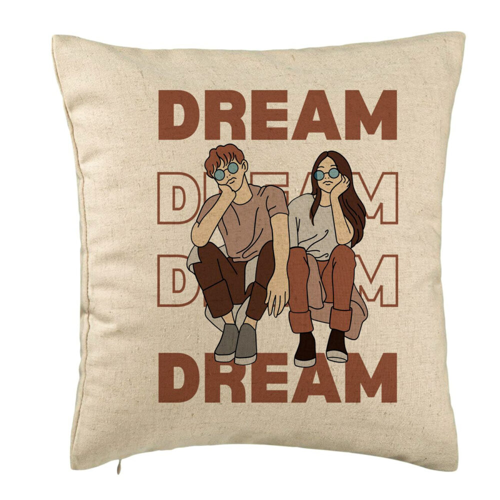Perna Decorativa, Model Dream Friends, 40x40 cm, Bej, Husa Detasabila, Burduf 5 Perna Decorativa