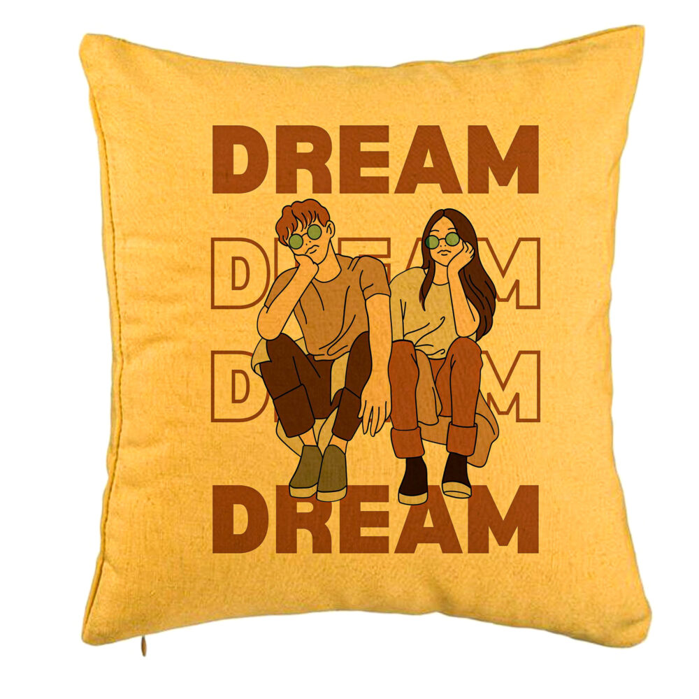 Perna Decorativa, Model Dream Friends, 40x40 cm, Galben, Husa Detasabila, Burduf 5 Perna Decorativa