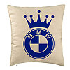 Perna Decorativa, Model Emblema BMW King, 40x40 cm, Bej, Husa Detasabila, Burduf 7 Perna Decorativa