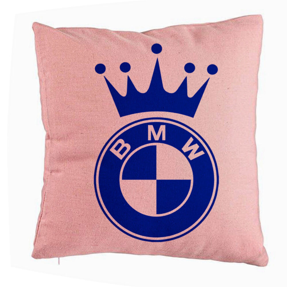 Perna Decorativa, Model Emblema BMW King, 40x40 cm, Roz, Husa Detasabila, Burduf 5 Perna Decorativa
