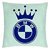 Perna Decorativa, Model Emblema BMW King, 40x40 cm, Verde Menta, Husa Detasabila, Burduf 22 Perna Decorativa