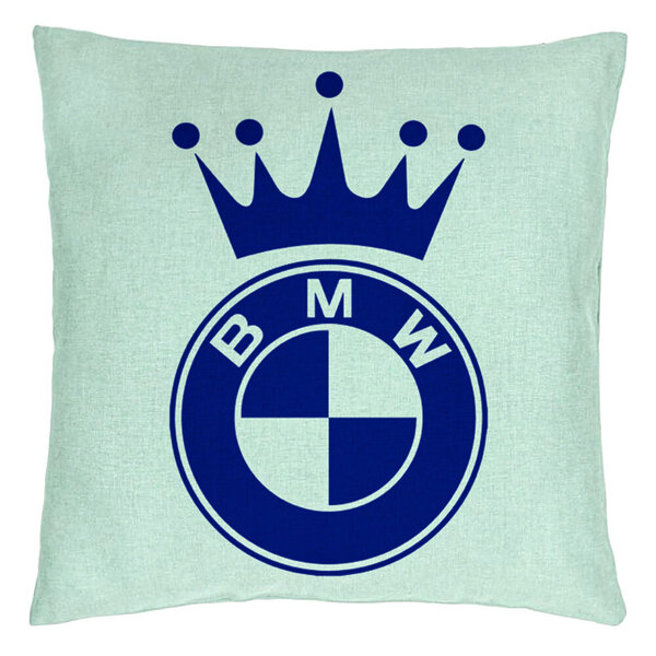 Perna Decorativa, Model Emblema BMW King, 40x40 cm, Verde Menta, Husa Detasabila, Burduf 15 Perna Decorativa