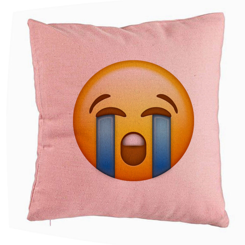 Perna Decorativa, Model Emoji Cry, 40x40 cm, Roz, Husa Detasabila, Burduf 5 Perna Decorativa