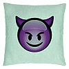Perna Decorativa, Model Emoji Diavol, 40x40 cm, Verde Menta, Husa Detasabila, Burduf 22 Perna Decorativa