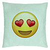 Perna Decorativa, Model Emoji Fata cu Inimi, 40x40 cm, Verde Menta, Husa Detasabila, Burduf 22 Perna Decorativa