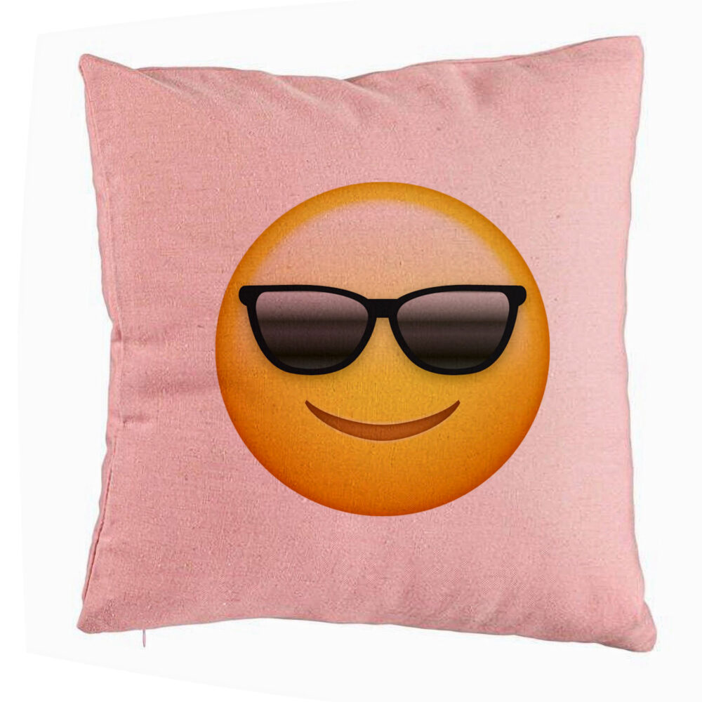 Perna Decorativa, Model Emoji Fata cu Ochelari, 40x40 cm, Roz, Husa Detasabila, Burduf 5 Perna Decorativa