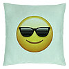 Perna Decorativa, Model Emoji Fata cu Ochelari, 40x40 cm, Verde Menta, Husa Detasabila, Burduf 22 Perna Decorativa