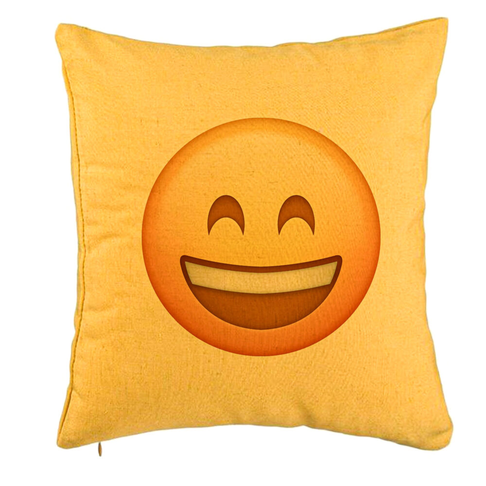 Perna Decorativa, Model Emoji Fericit, 40x40 cm, Galben, Husa Detasabila, Burduf 5 Perna Decorativa