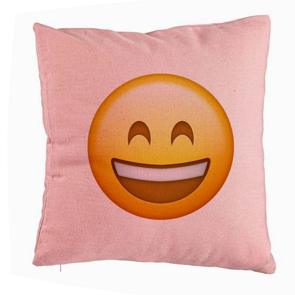Perna Decorativa, Model Emoji Fericit, 40x40 cm, Roz, Husa Detasabila, Burduf 5 Perna Decorativa