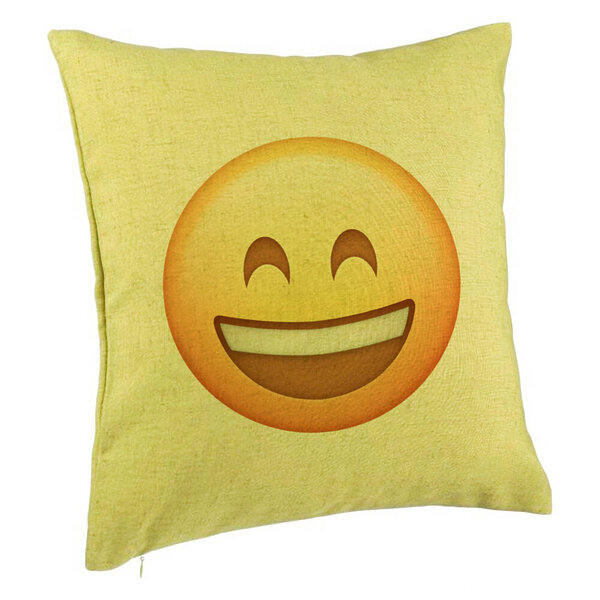 Perna Decorativa, Model Emoji Fericit, 40x40 cm, Verde, Husa Detasabila, Burduf 5 Perna Decorativa