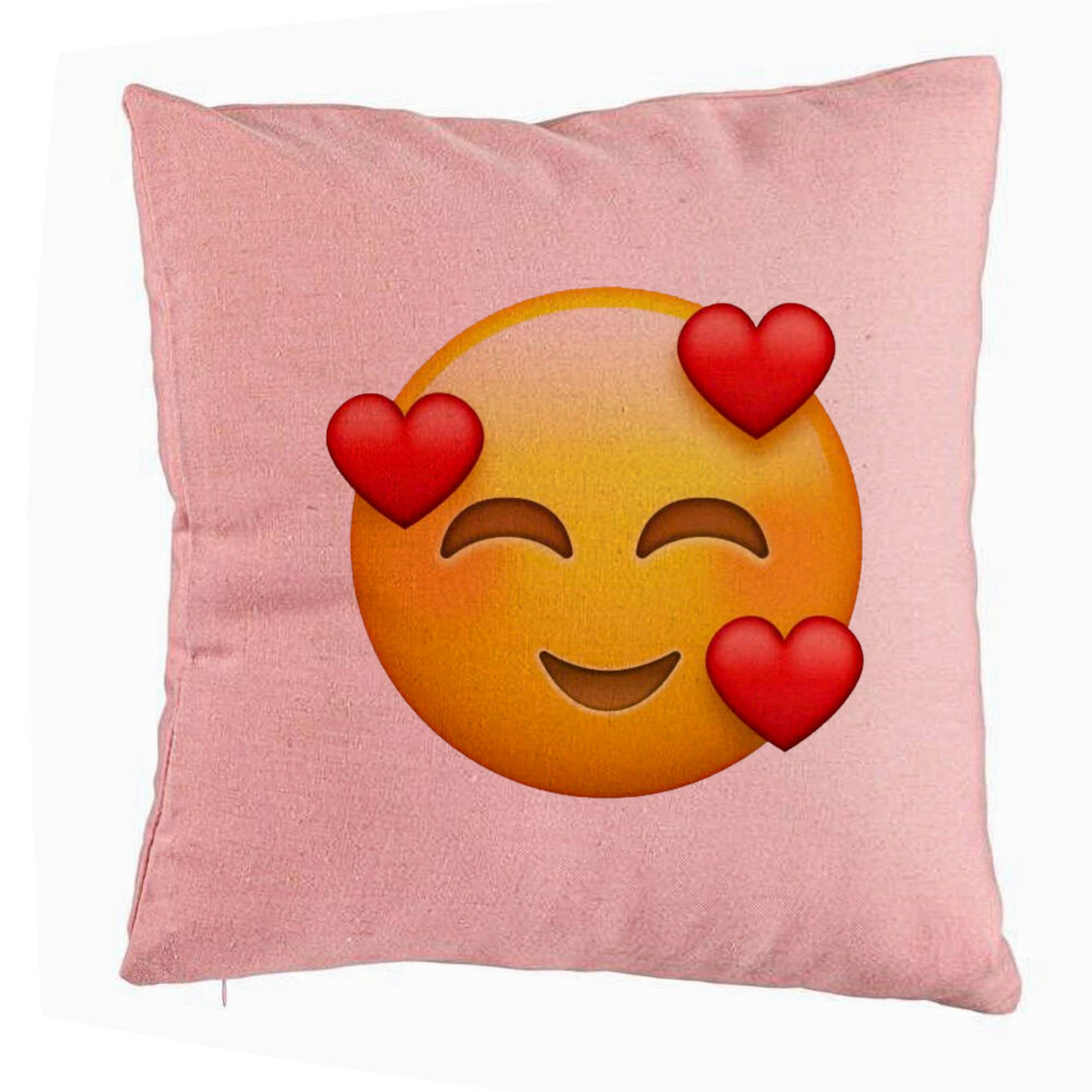 Perna Decorativa, Model Emoji In Love, 40x40 cm, Roz, Husa Detasabila, Burduf 5 Perna Decorativa