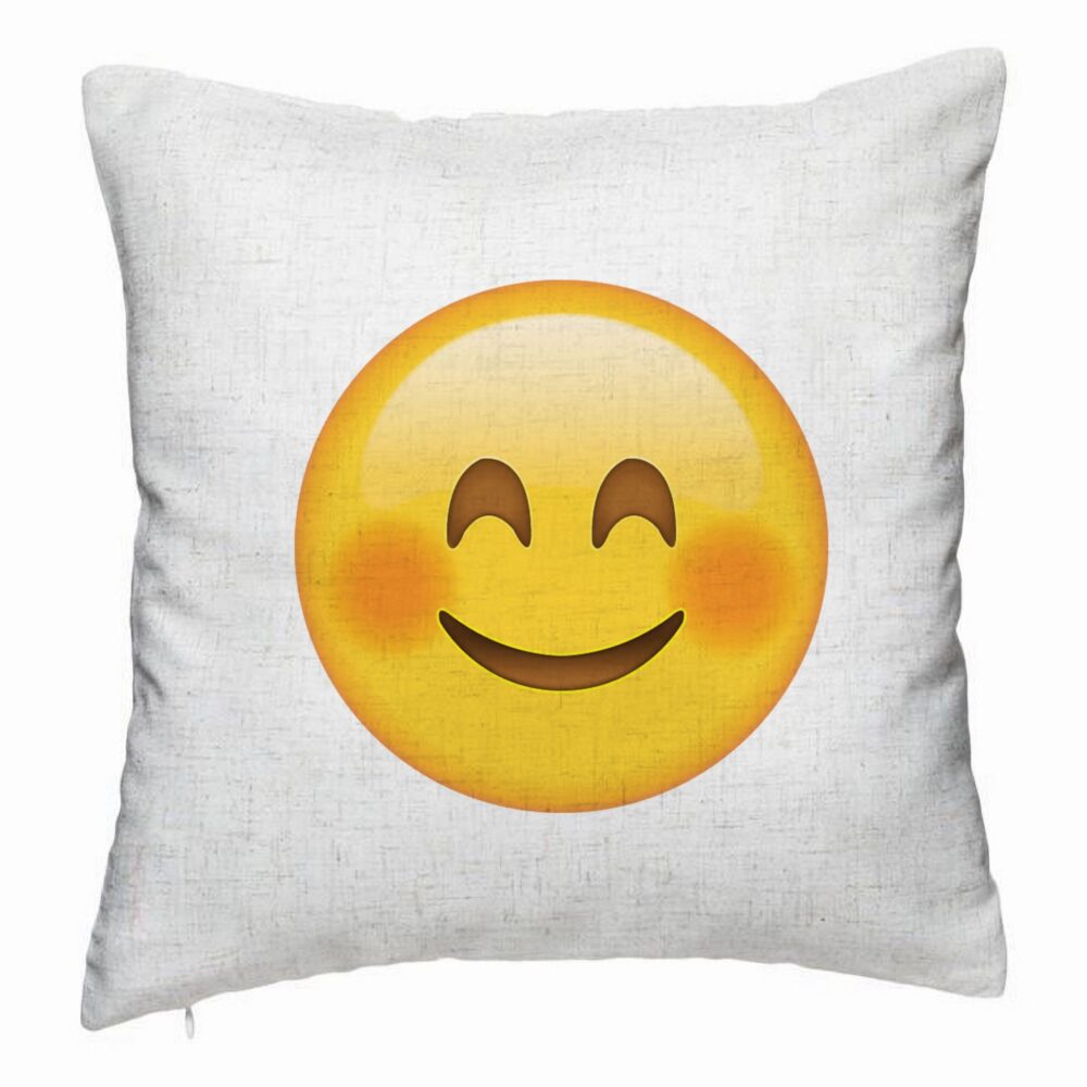 Perna Decorativa, Model Emoji Rusinos, 40x40 cm, Alb Murdar, Husa Detasabila, Burduf 5 Perna Decorativa