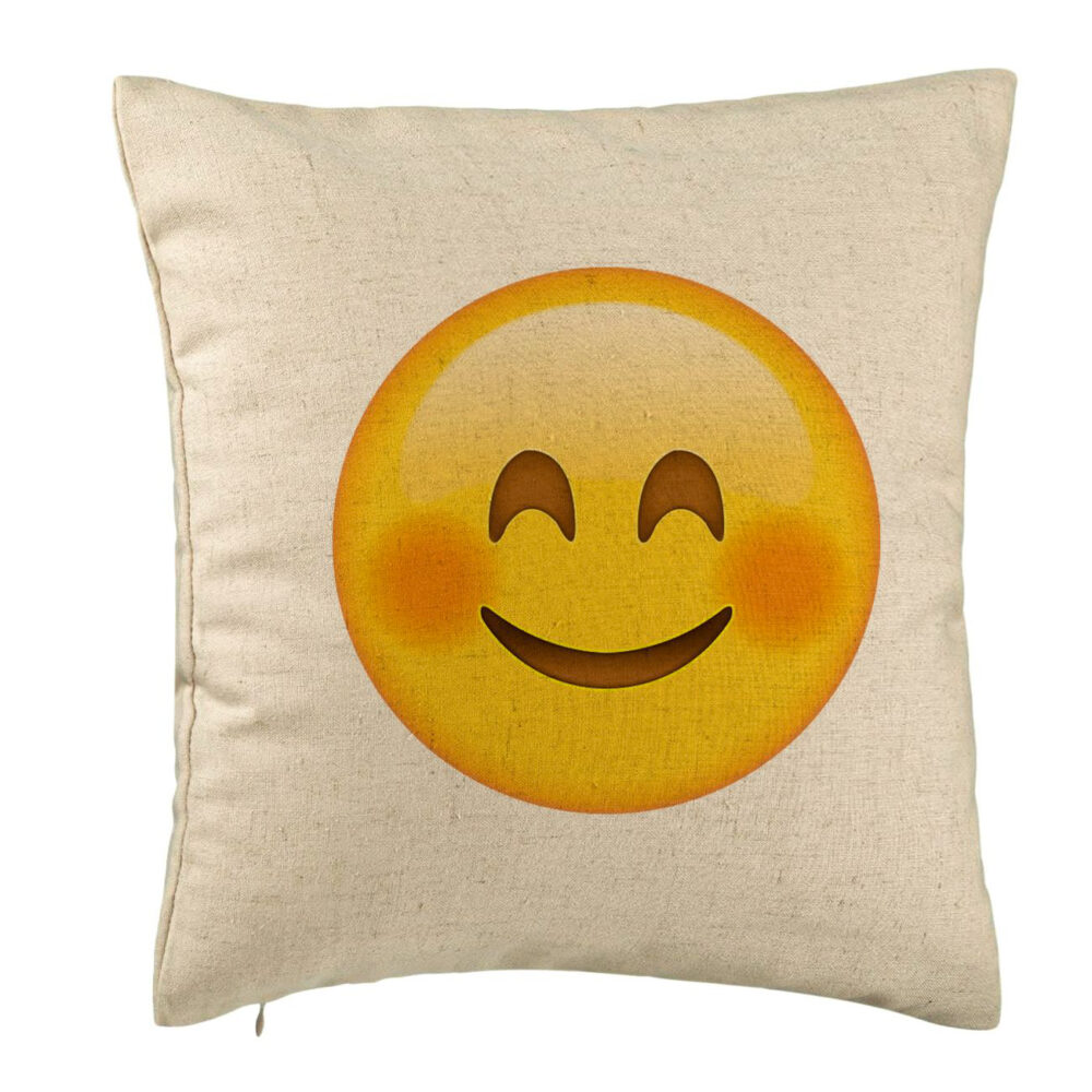 Perna Decorativa, Model Emoji Rusinos, 40x40 cm, Bej, Husa Detasabila, Burduf 5 Perna Decorativa