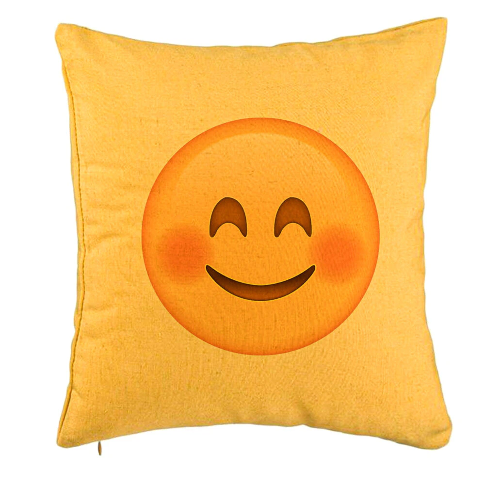 Perna Decorativa, Model Emoji Rusinos, 40x40 cm, Galben, Husa Detasabila, Burduf 5 Perna Decorativa
