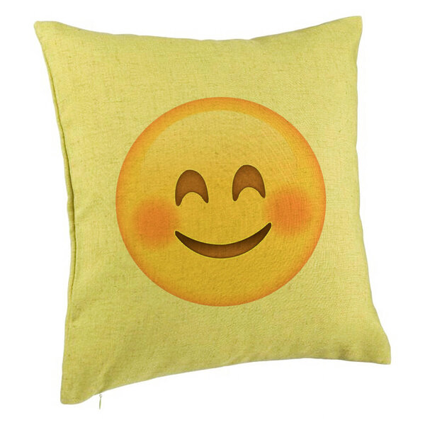 Perna Decorativa, Model Emoji Rusinos, 40x40 cm, Verde, Husa Detasabila, Burduf 5 Perna Decorativa