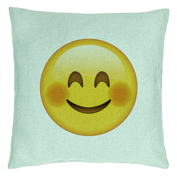Perna Decorativa, Model Emoji Rusinos, 40x40 cm, Verde Menta, Husa Detasabila, Burduf 15 Perna Decorativa
