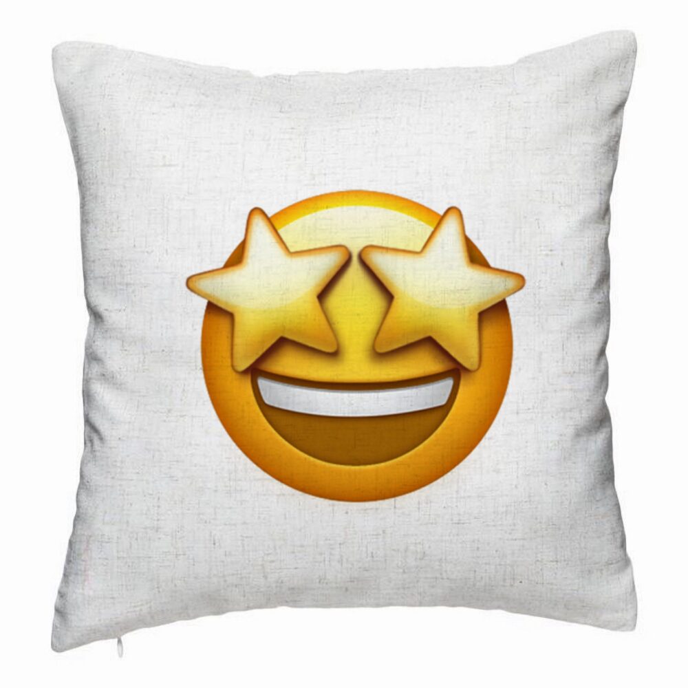Perna Decorativa, Model Emoji WOW, 40x40 cm, Alb Murdar, Husa Detasabila, Burduf 5 Perna Decorativa
