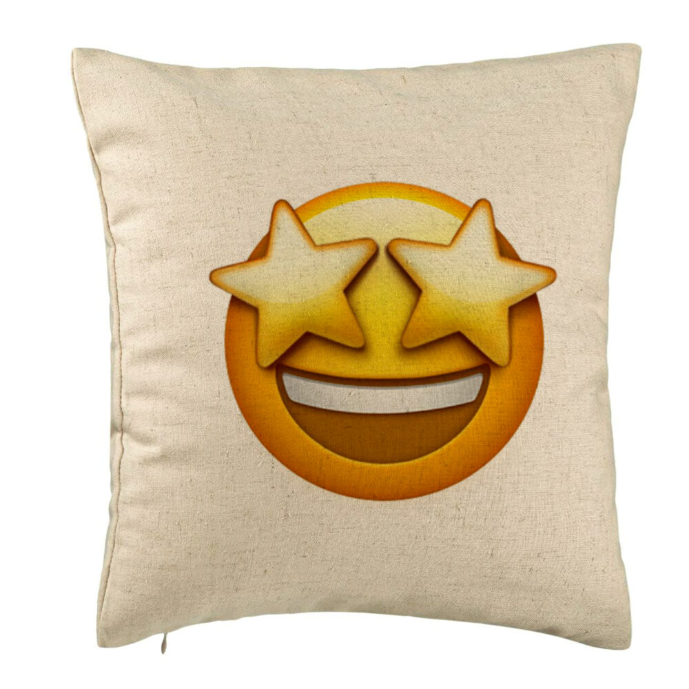 Perna Decorativa, Model Emoji WOW, 40x40 cm, Bej, Husa Detasabila, Burduf 5 Perna Decorativa