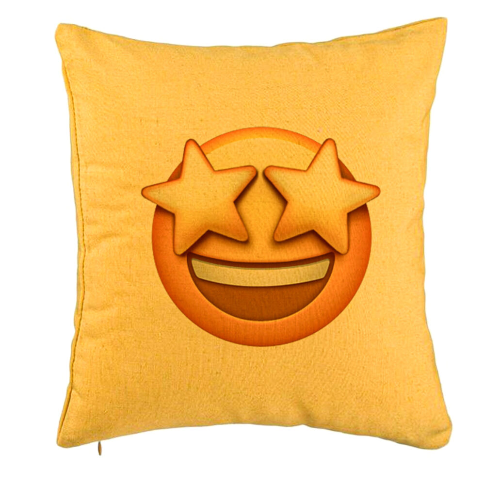 Perna Decorativa, Model Emoji WOW, 40x40 cm, Galben, Husa Detasabila, Burduf 5 Perna Decorativa