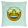 Perna Decorativa, Model Emoji WOW, 40x40 cm, Verde Menta, Husa Detasabila, Burduf 22 Perna Decorativa