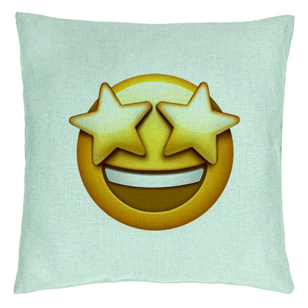 Perna Decorativa, Model Emoji WOW, 40x40 cm, Verde Menta, Husa Detasabila, Burduf 15 Perna Decorativa