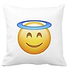 Perna Decorativa, Model Emoji Zen, 40x40 cm, Alba, Mata, Husa Detasabila, Burduf 16 Perna Decorativa