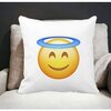 Perna Decorativa, Model Emoji Zen, 40x40 cm, Alba, Mata, Husa Detasabila, Burduf 19 Alba