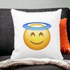 Perna Decorativa, Model Emoji Zen, 40x40 cm, Alba, Mata, Husa Detasabila, Burduf 20 Mata