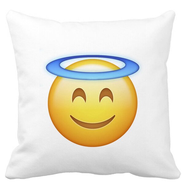 Perna Decorativa, Model Emoji Zen, 40x40 cm, Alba, Mata, Husa Detasabila, Burduf 11 Perna Decorativa