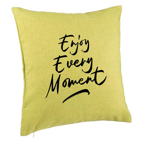 Perna Decorativa, Model Enjoy Every Moment, 40x40 cm, Verde, Husa Detasabila, Burduf 5 Perna Decorativa