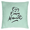 Perna Decorativa, Model Enjoy Every Moment, 40x40 cm, Verde Menta, Husa Detasabila, Burduf 22 Perna Decorativa