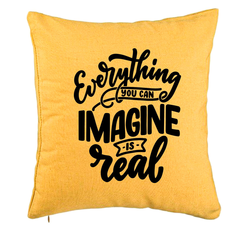 Perna Decorativa, Model Everything You can Imagine is Real, 40x40 cm, Galben, Husa Detasabila, Burduf 5 Perna Decorativa